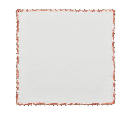 Knotted Edge Napkin in White, Natural & Orange