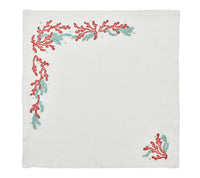 Coral Spray Napkin in White, Coral & Turquoise