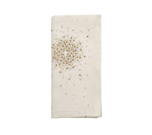 Starburst Napkin in White, Gold & Silver