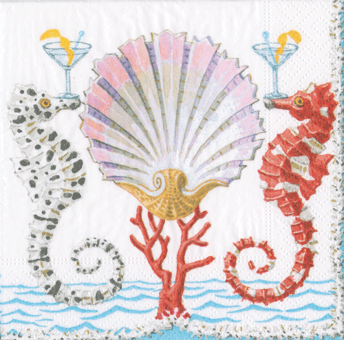 Seahorses And Shell Napkin