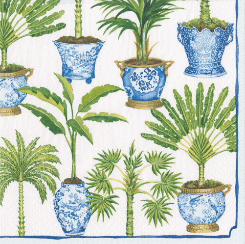 Potted Palms White Napkin