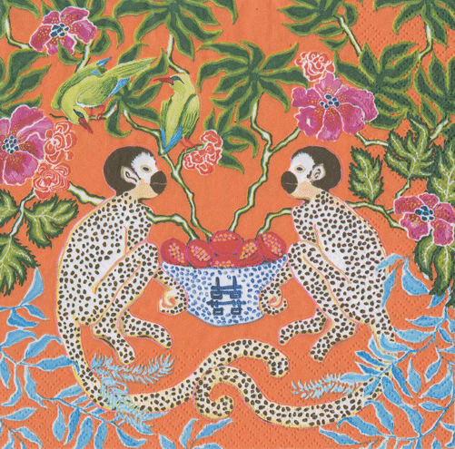 Orange Monkeys Napkin