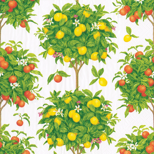 White Citrus Topiaries Napkin