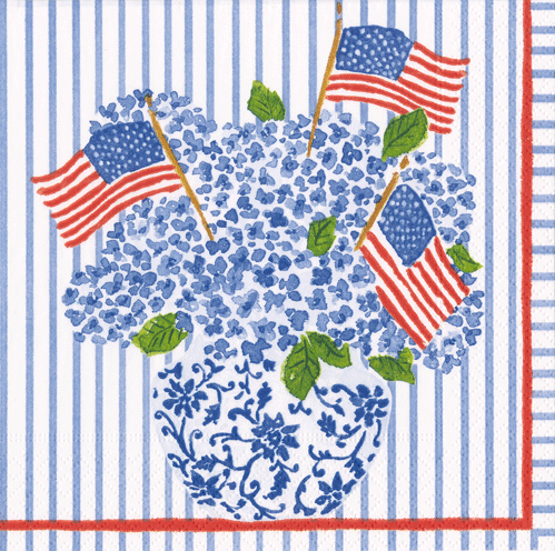 Flags And Hydrangeas Napkin