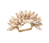 Shell Fringe Napkin Ring in Ivory & Brown