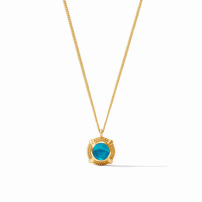 Iridescent London Blue Cabochon Solitaire Necklace