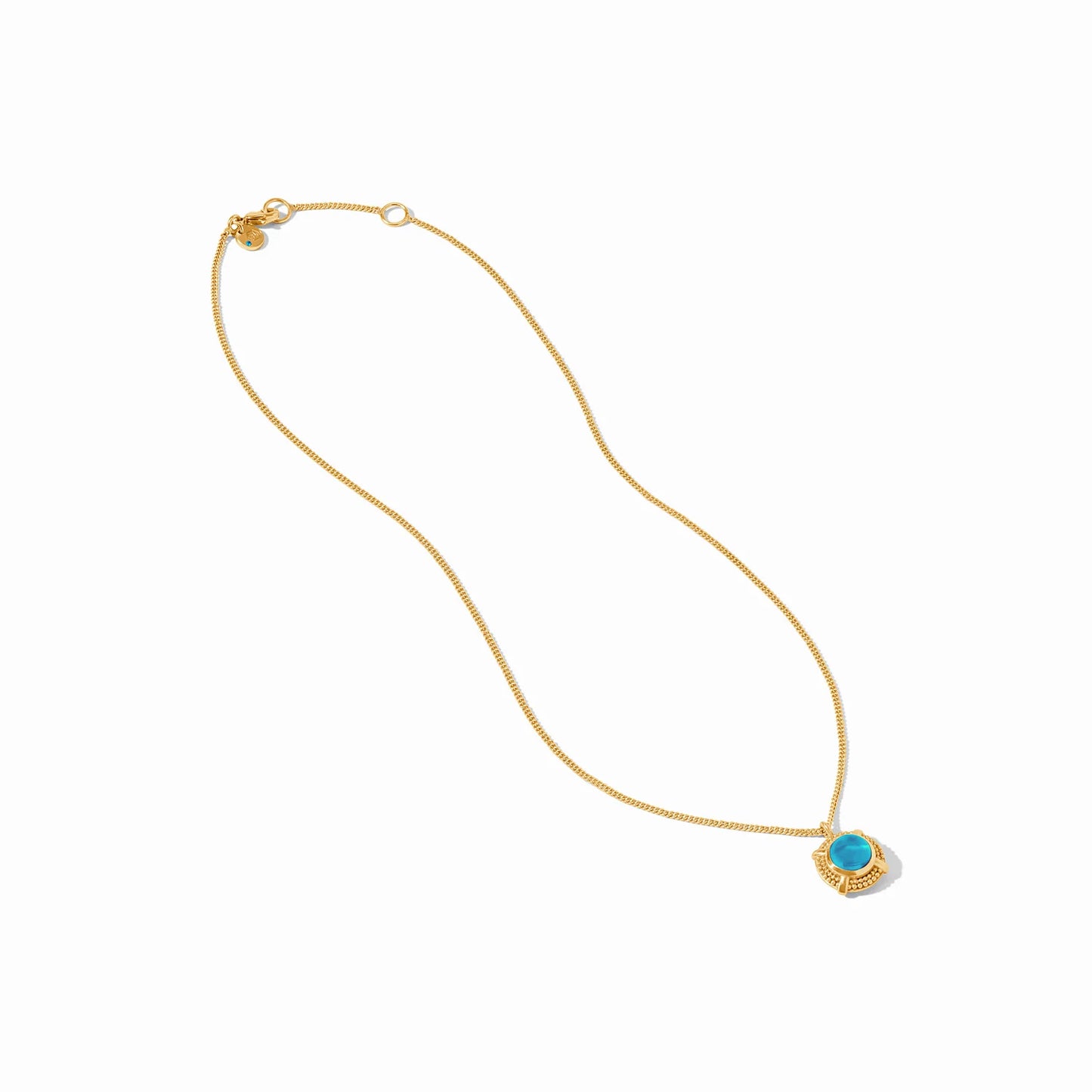 Iridescent London Blue Cabochon Solitaire Necklace