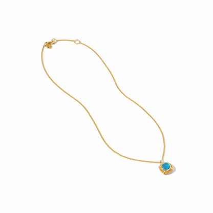Iridescent London Blue Cabochon Solitaire Necklace