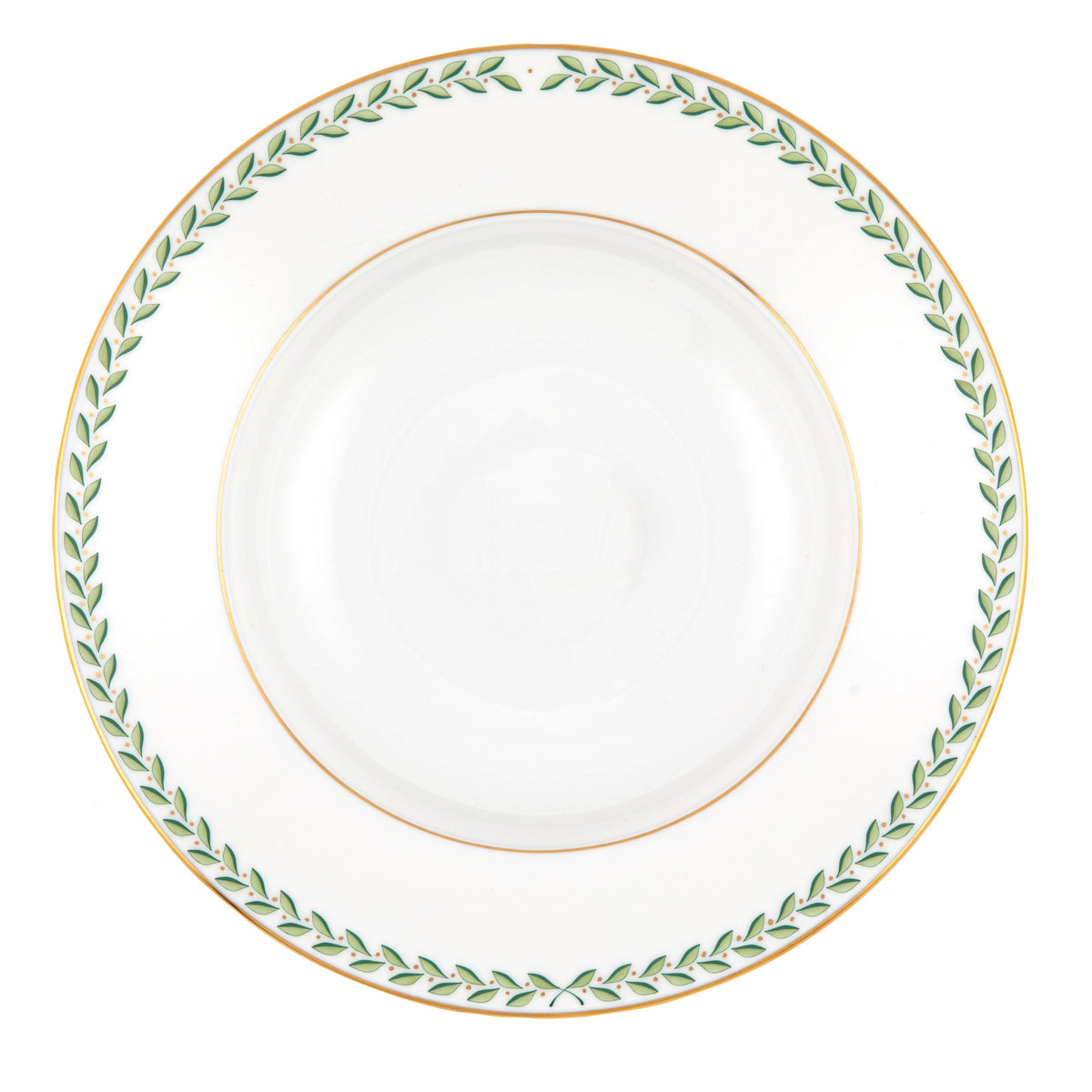 Green Laurel Rim Soup Plate