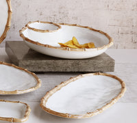 Beatriz Ball VIDA Bamboo Medium Oval Platter (White and Natural)