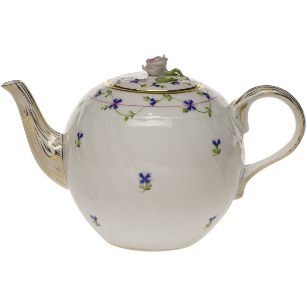 Blue Garland Tea Pot with Rose, Motif 9