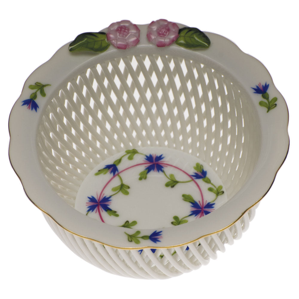 Blue Garland Openwork Basket with Flowers