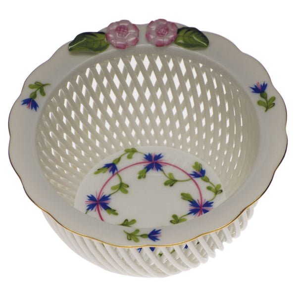 Blue Garland Openwork Basket with Flowers