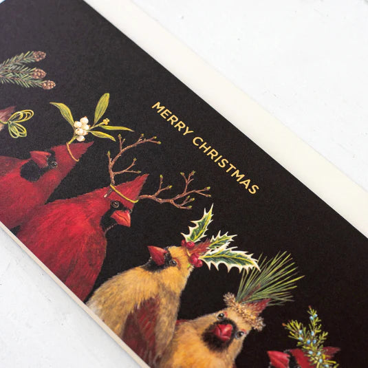 Christmas Cardinals Gold Foil Card