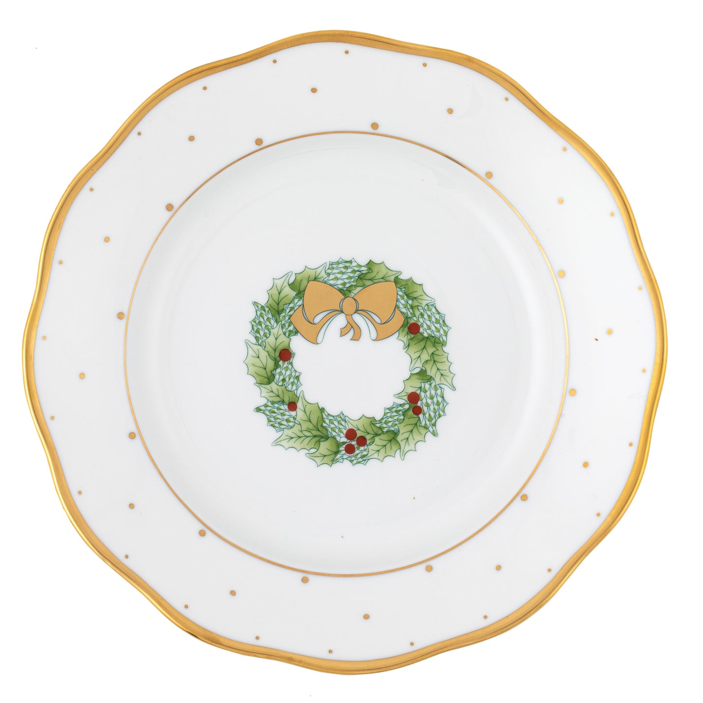 Christmas Dessert Plate in Forest Green - Wreath