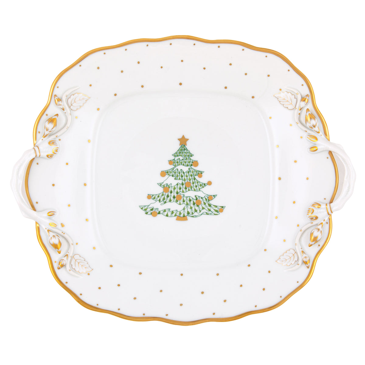 Christmas Christmas Tree Sq Cake Plate