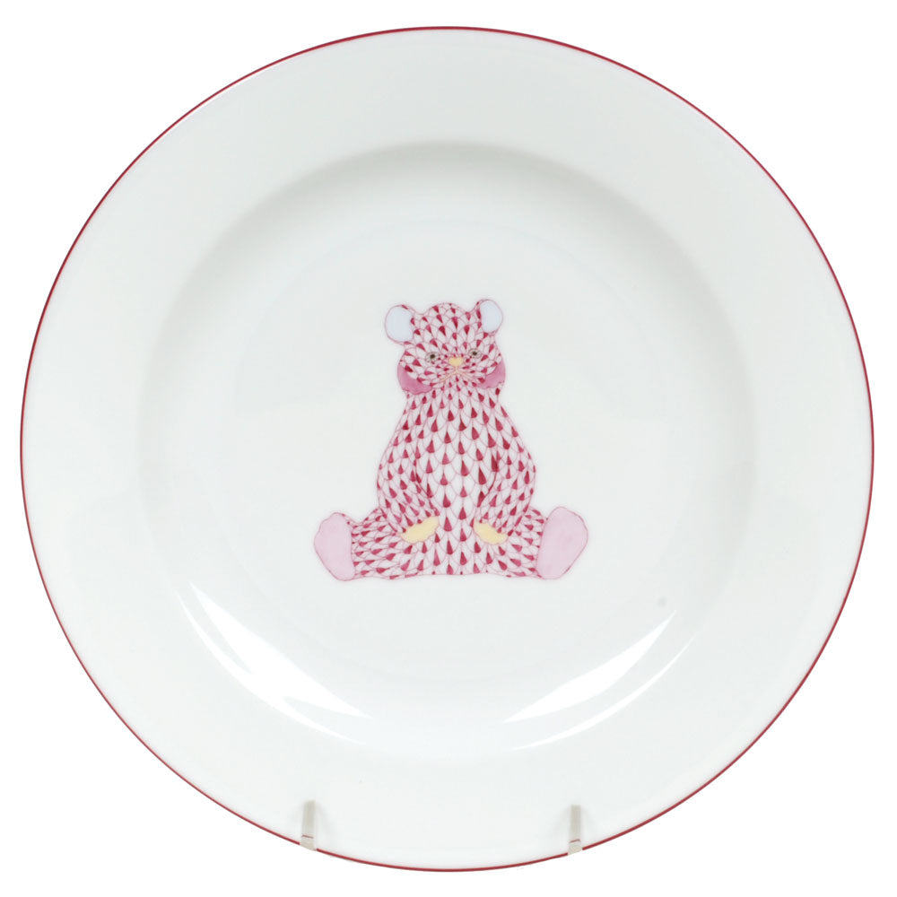 Plate with Abc — Raspberry · Bear
