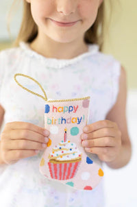 Pink Happy Birthday Bauble Stocking