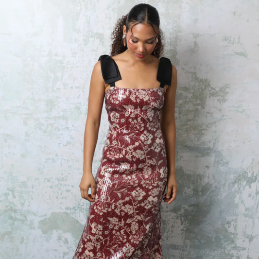 Frida Floral Burgundy Dress