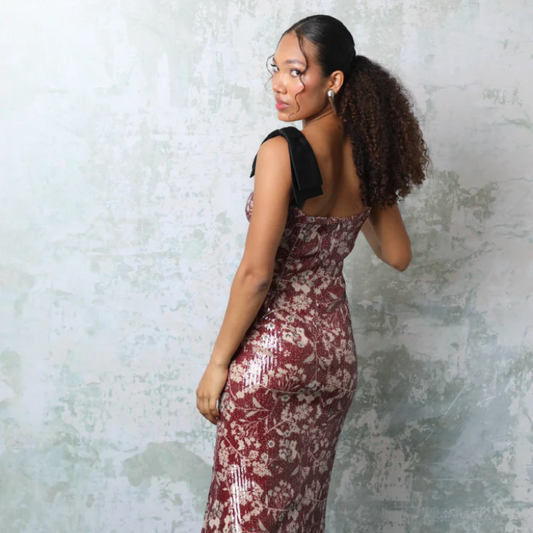 Frida Floral Burgundy Dress