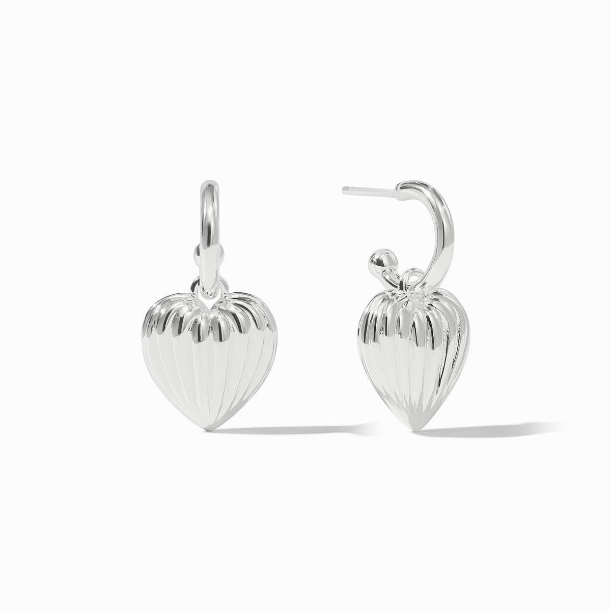 Julie Vos Sterling Puffy Heart Hoop & Charm Earring, Silver