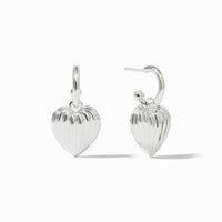 Julie Vos Sterling Puffy Heart Hoop & Charm Earring, Silver