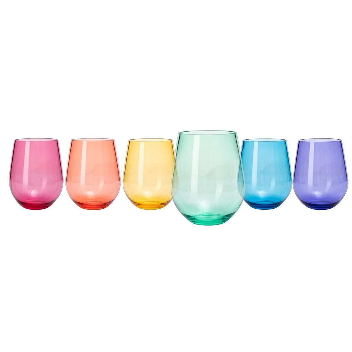 KHEN - 6 Unbreakable Colored Stemless Wine Glasses