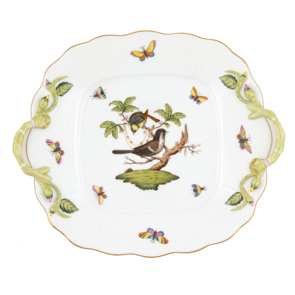 Rothschild Bird Square Cake Plate with Handles