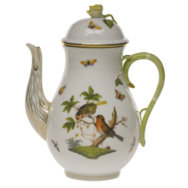 Rothschild Bird Coffee Pot with Rose, Motif 9, 60 oz, 10″ tall