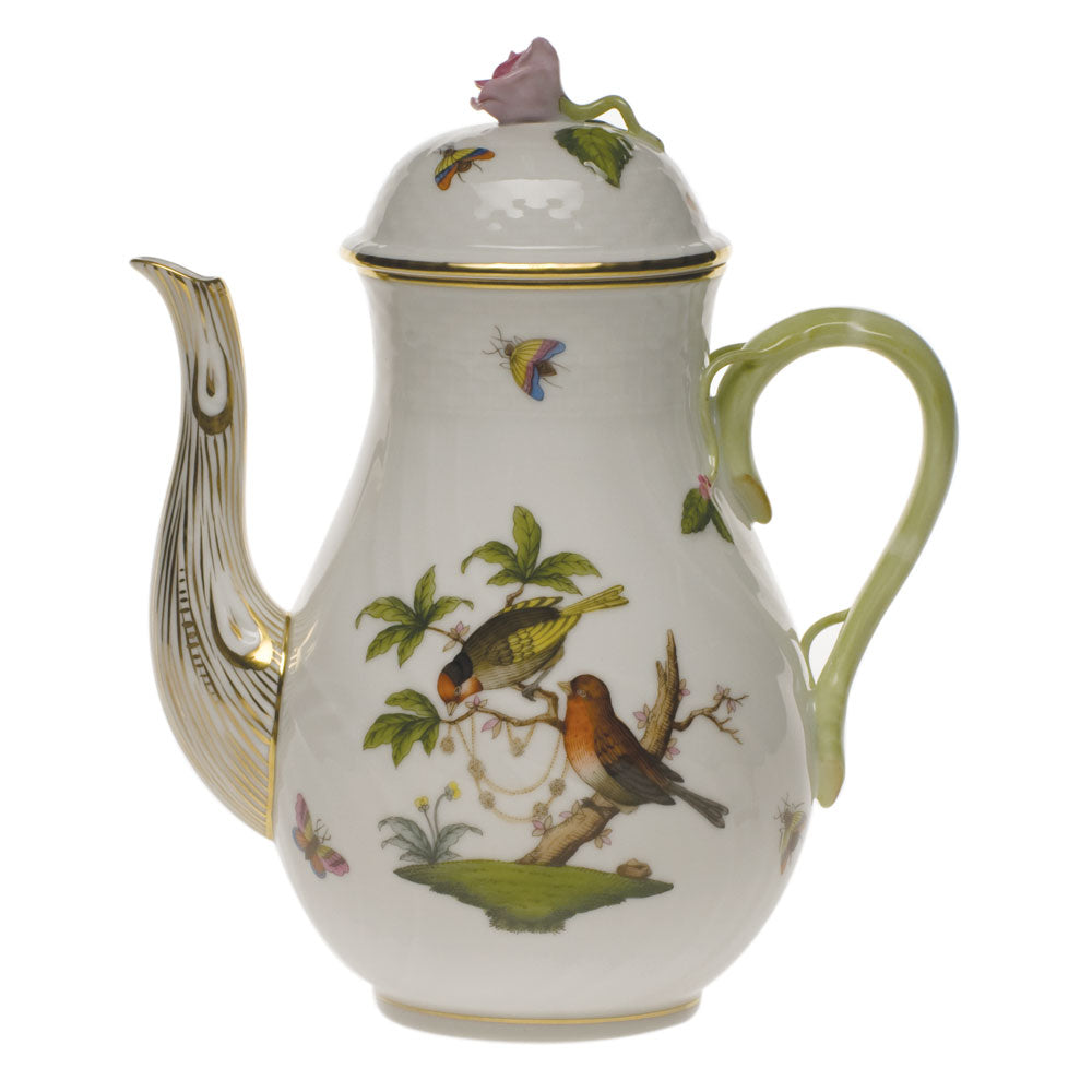 Rothschild Bird Coffee Pot with Rose, Motif 9, 36 oz, 8.5″ tall