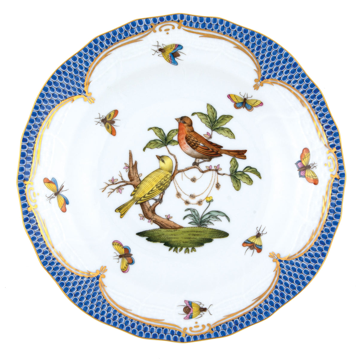 Rothschild Bird Blue Dessert Plate, Motif 6
