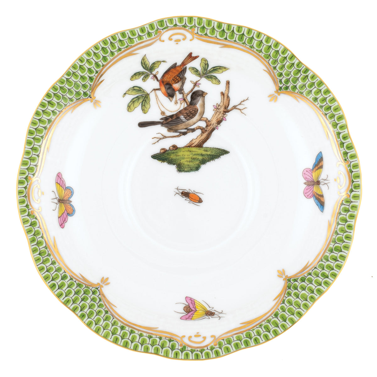 Rothschild Bird Green Tea Saucer, Motif 4