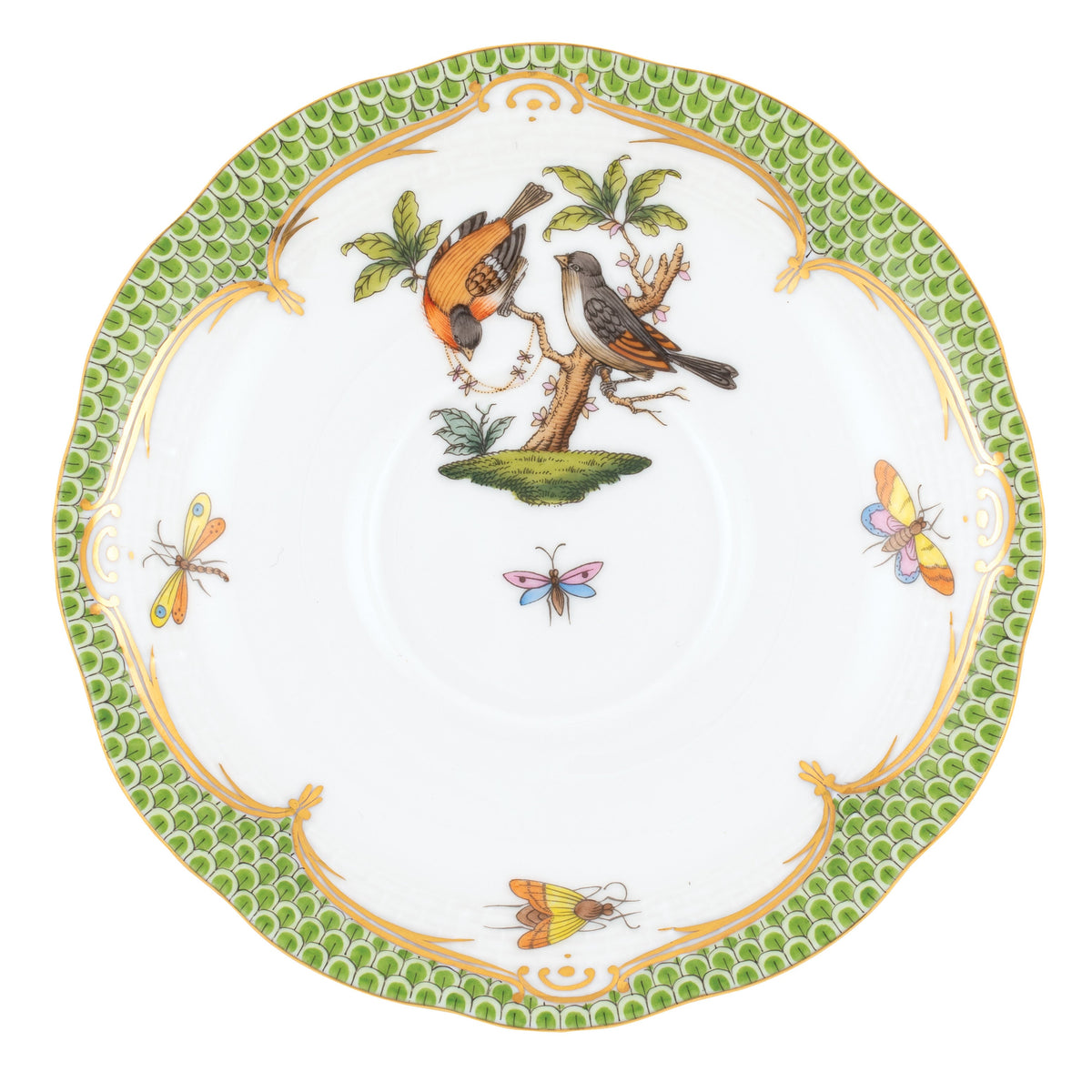 Rothschild Bird Green Tea Saucer, Motif 12