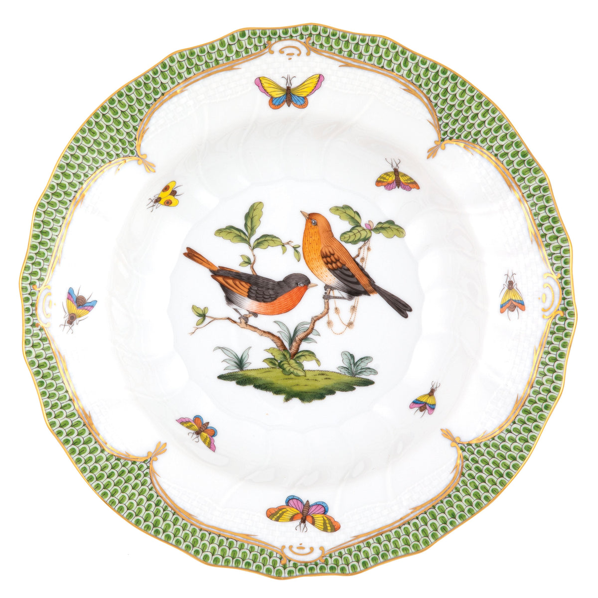 Rothschild Bird Green Rim Soup, Motif 9