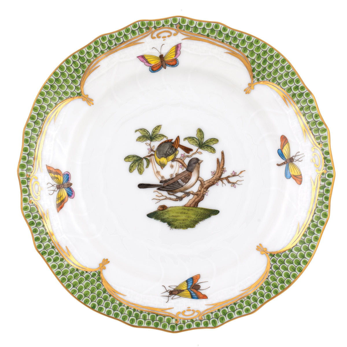 Rothschild Bird Green Bread and Butter Plate, Motif 1