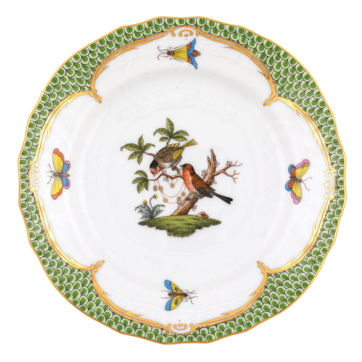 Rothschild Bird Green Bread and Butter Plate, Motif 10