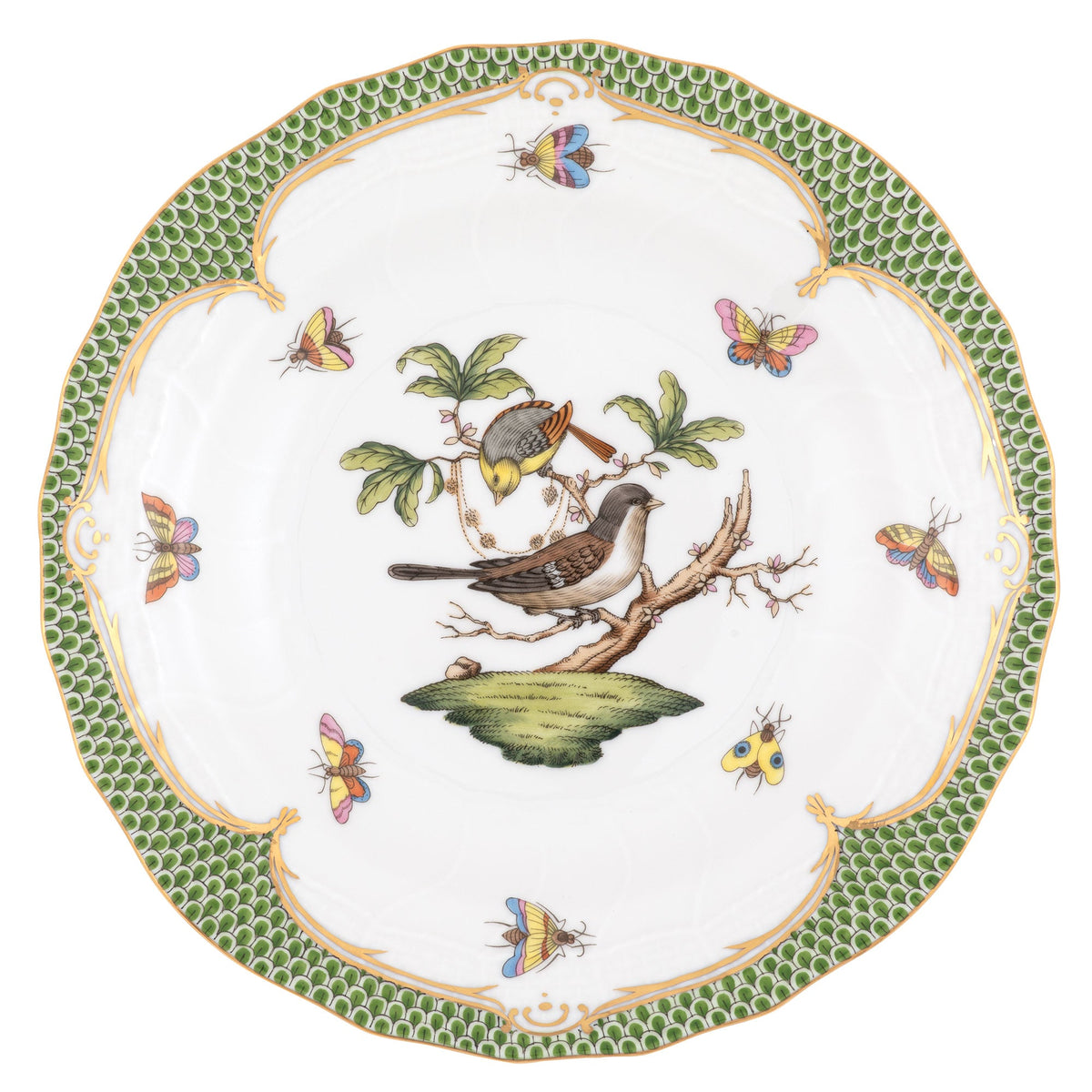 Rothschild Bird Green Dessert Plate, Motif 1
