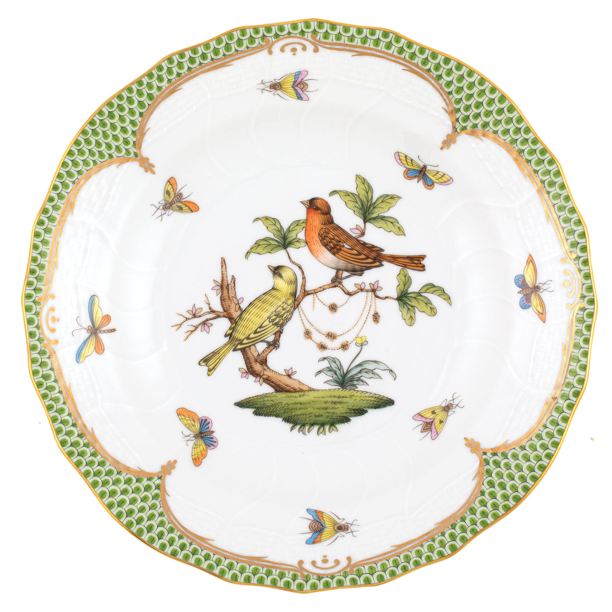 Rothschild Bird Green Dessert Plate, Motif 6