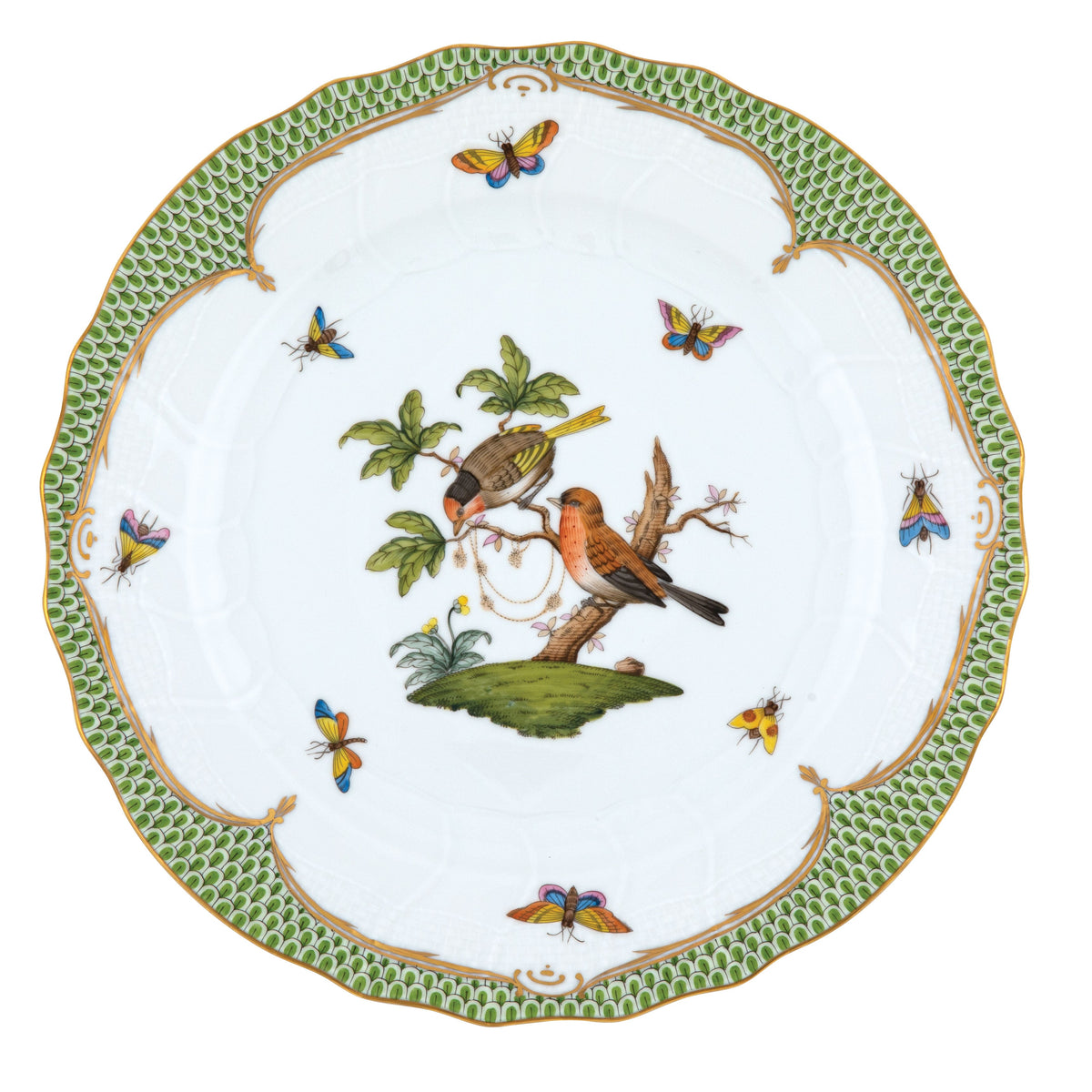 Rothschild Bird Green Dinner Plate, Motif 10