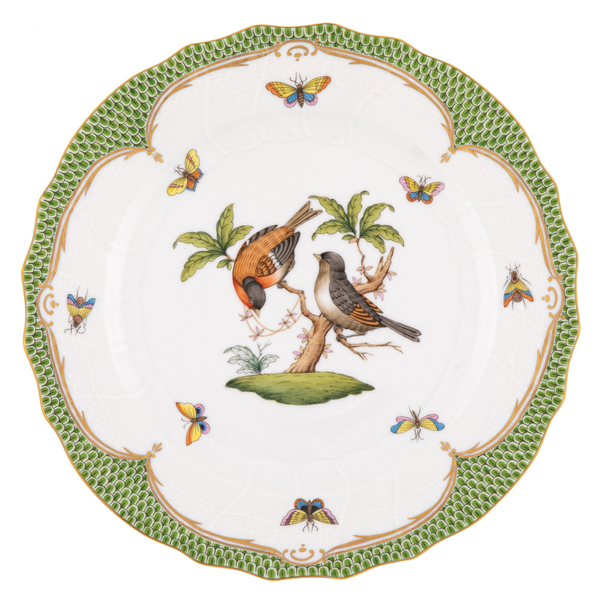 Rothschild Bird Green Dinner Plate, Motif 12