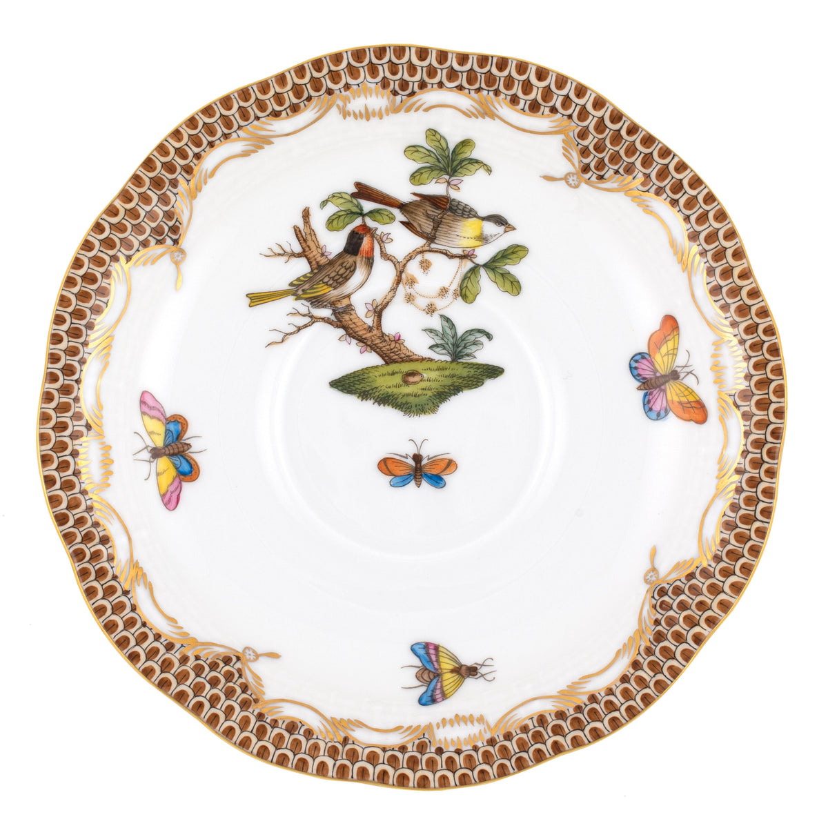 Rothschild Bird Brown Tea Saucer, Motif 10