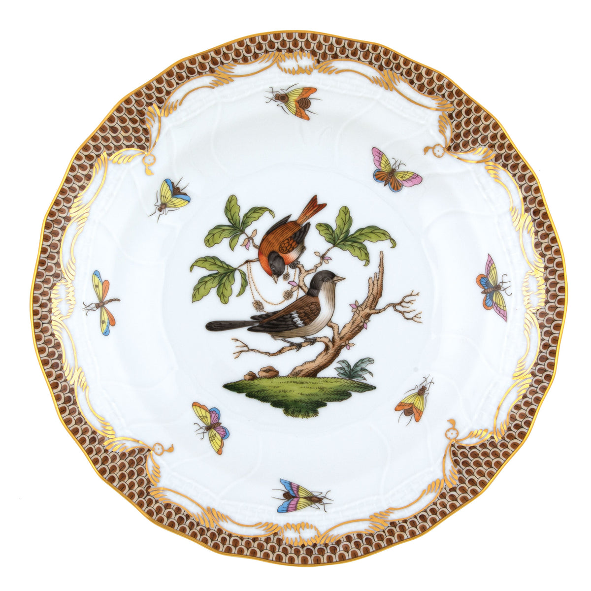 Rothschild Bird Brown Dessert Plate, Motif 4