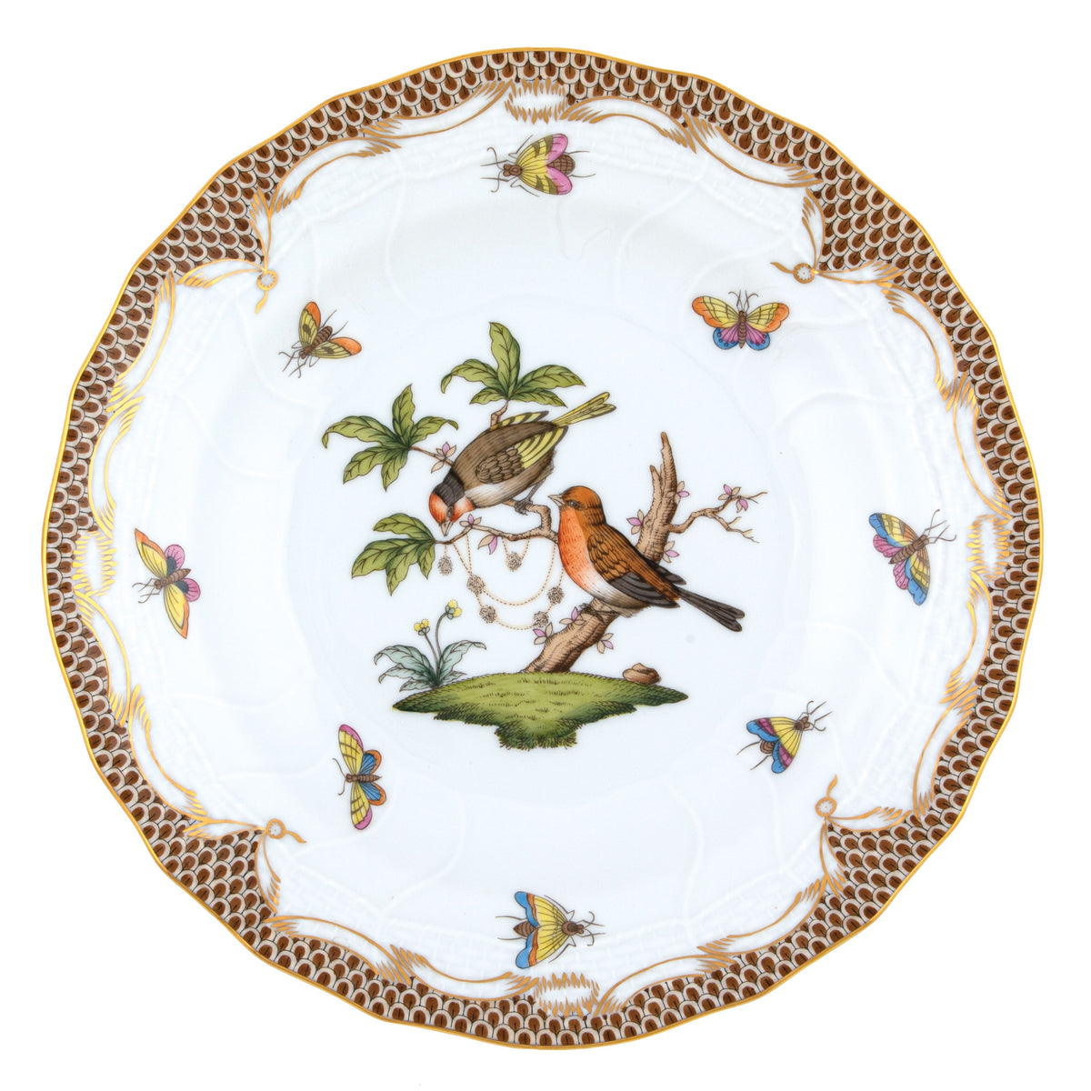 Rothschild Bird Brown Dessert Plate, Motif 10