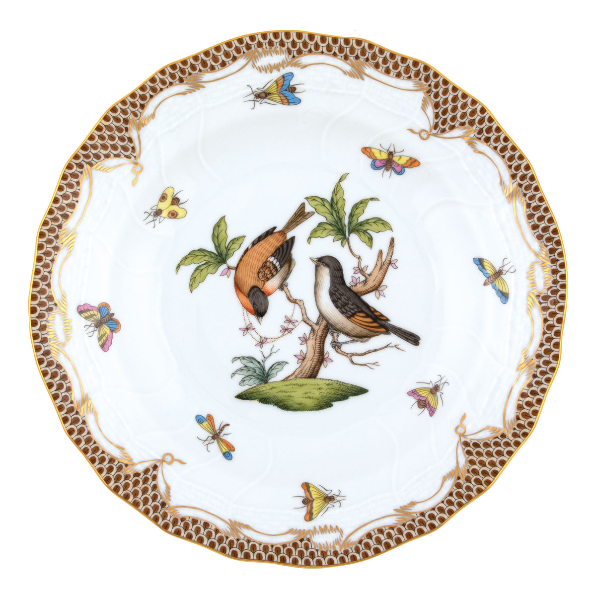 Rothschild Bird Brown Dessert Plate, Motif 12