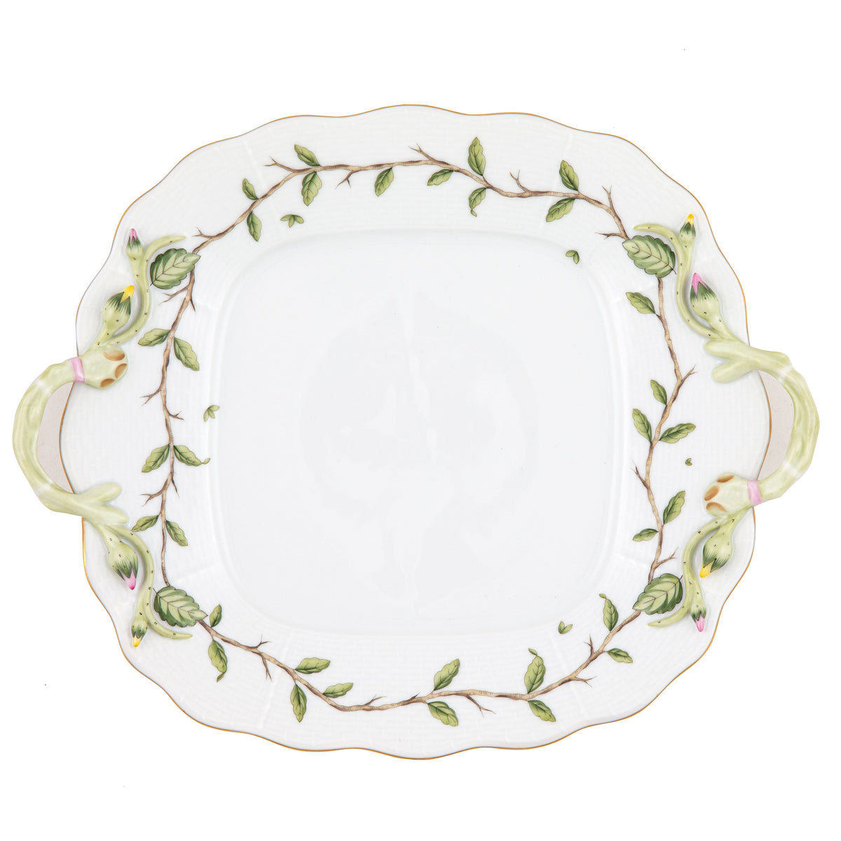 Rothschild Garden Square Cake Plate with Handles
