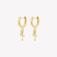Calvary Cross Huggie Hoop Earrings