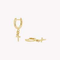 Calvary Cross Huggie Hoop Earrings