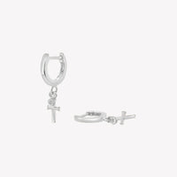 Calvary Cross Huggie Hoop Earrings