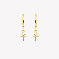 Calvary Cross Huggie Hoop Earrings