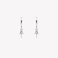 Calvary Cross Huggie Hoop Earrings